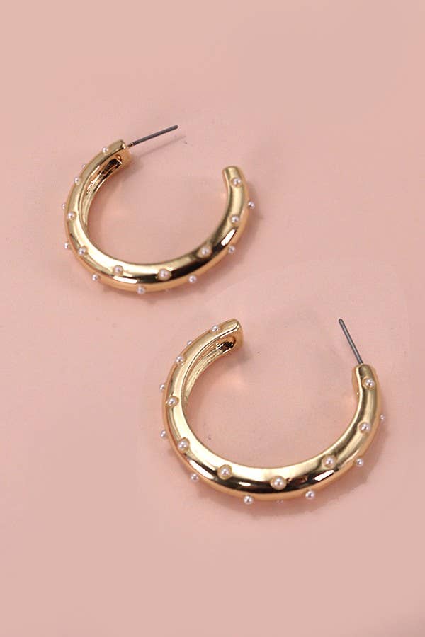 PEARL STUDDED HOOP EARRINGS Large