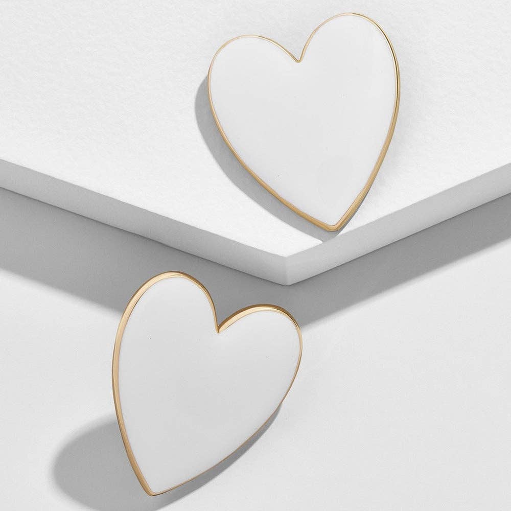 Enamel Heart-shaped Earrings