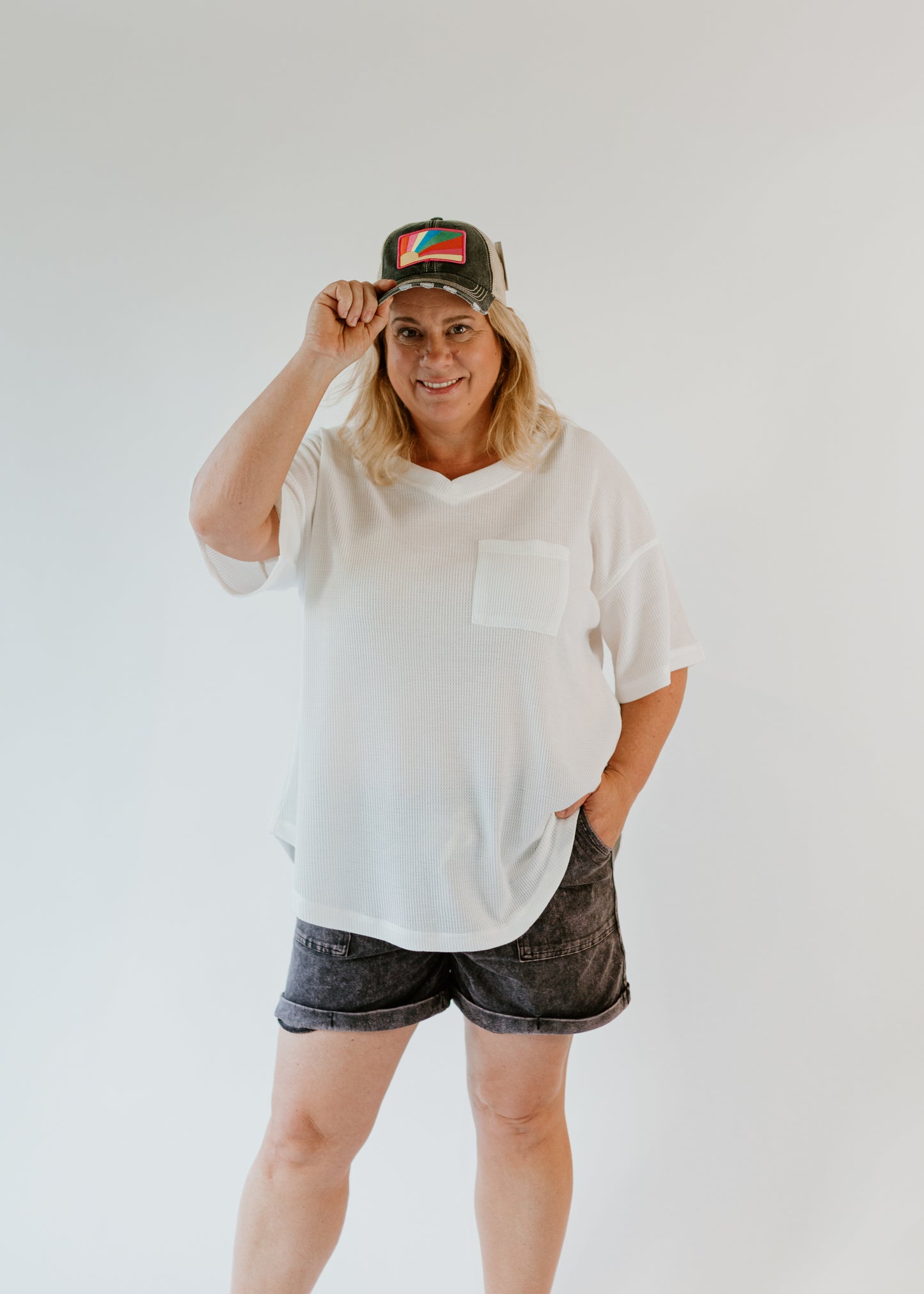 Polly Plain Waffle Knit Oversize Top