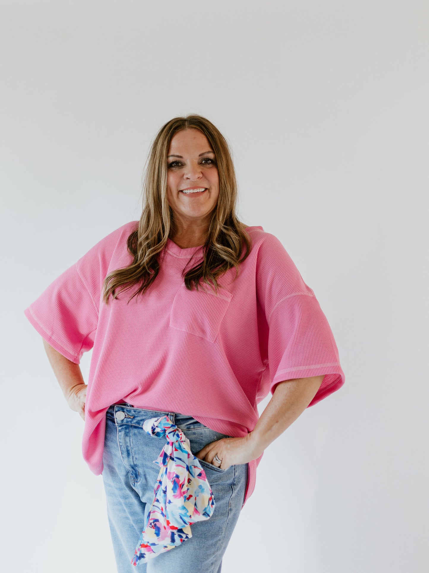 Polly Plain Waffle Knit Oversize Top