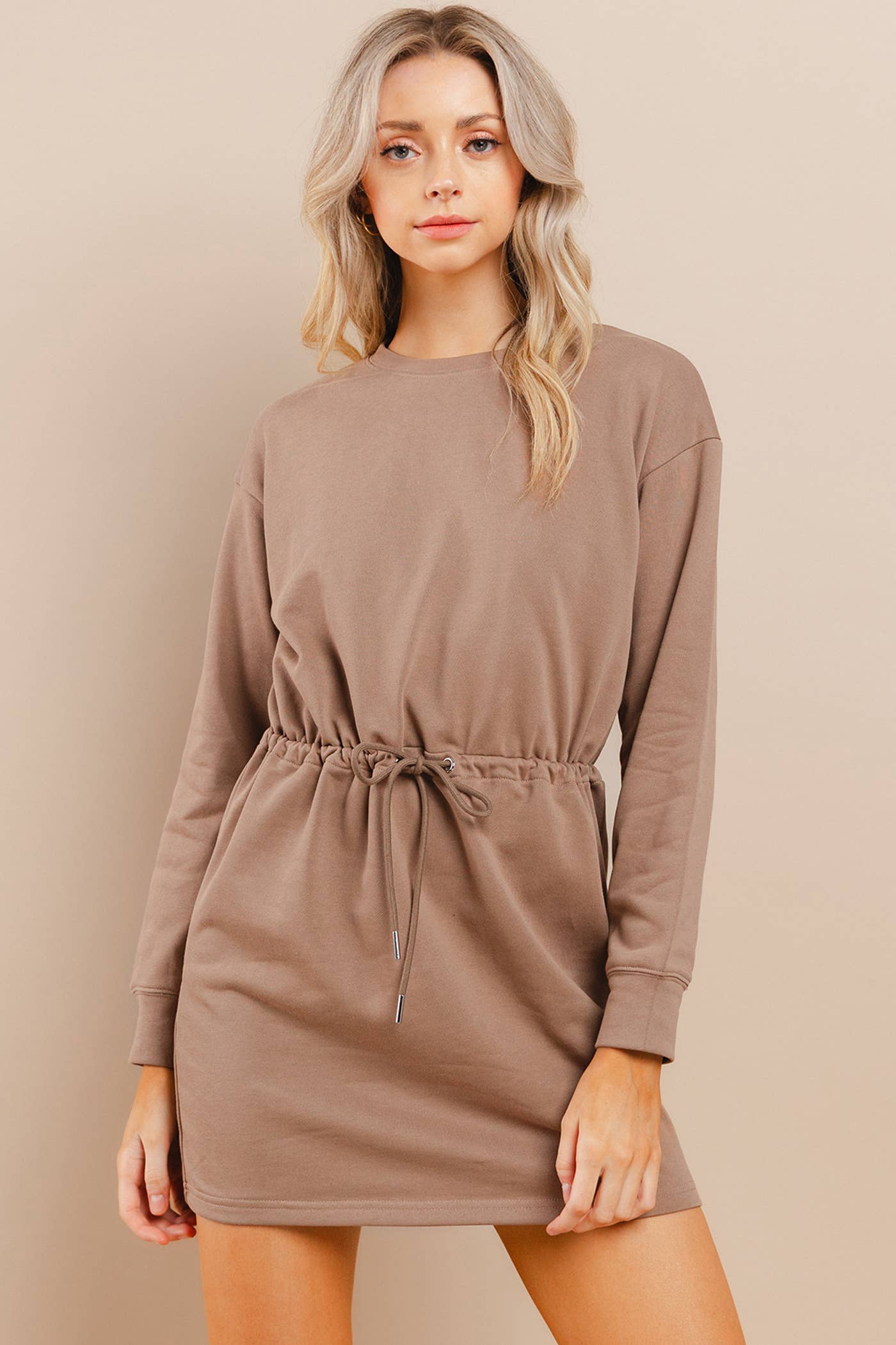 Mack Mocha Long Sleeve Shift Dress