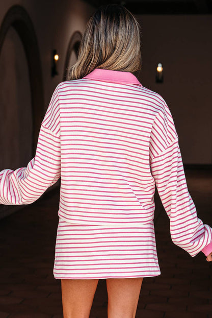 Penny Pink Striped Collared Pullover & Skort Set