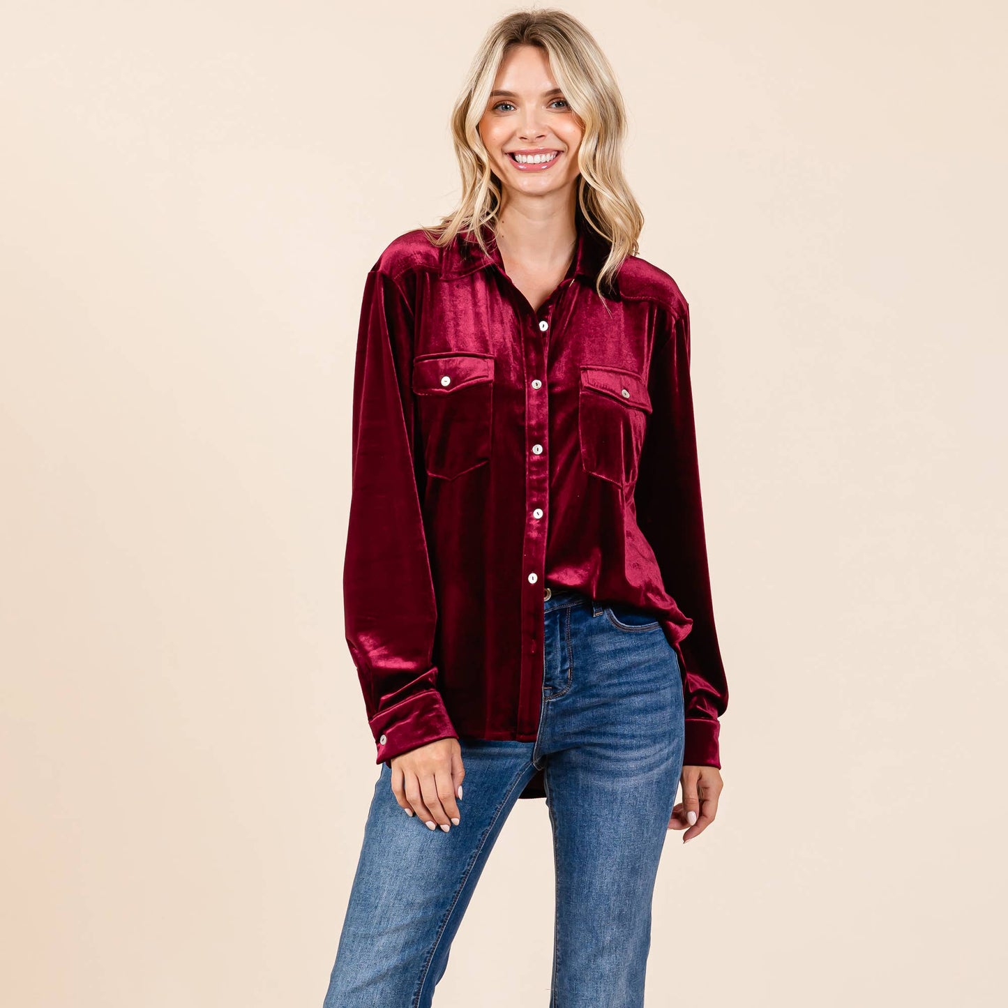 Christy Collared Velvet Blouse