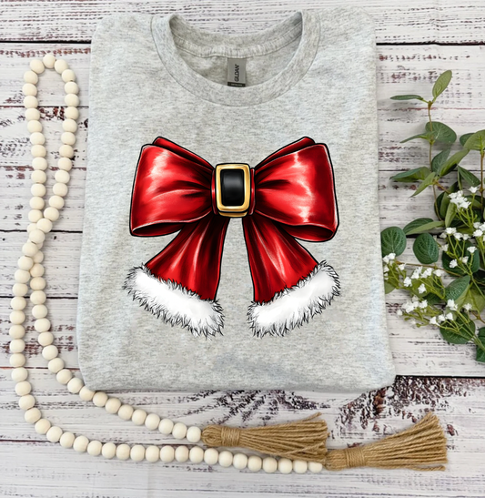 Santa Bow Christmas Graphic Tee