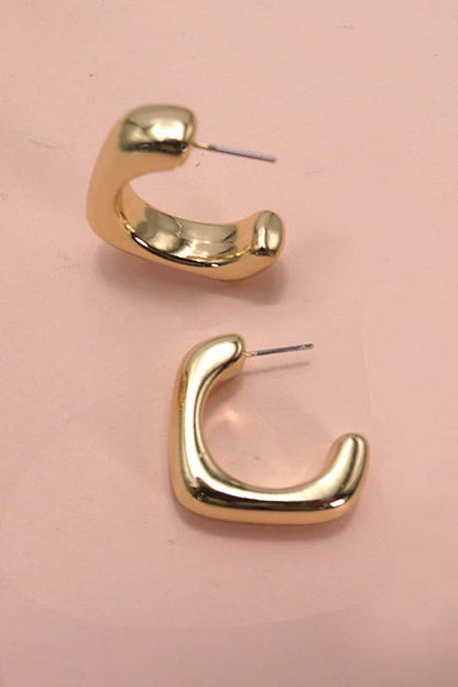 BUBBLE PUFFY SQUARE SHAPE TUBE HOOP EARRRINGS
