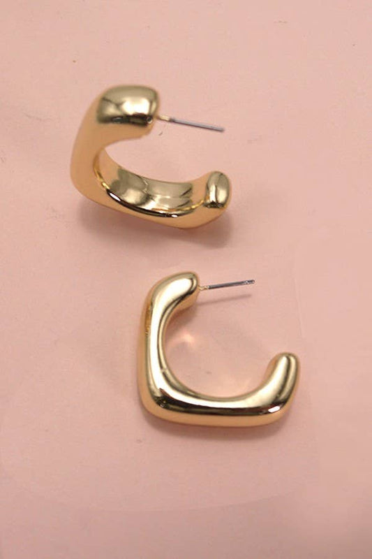 BUBBLE PUFFY SQUARE SHAPE TUBE HOOP EARRRINGS