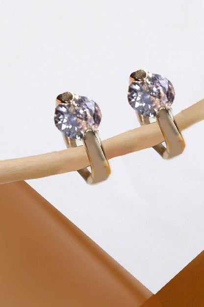 Gold Mini Huggie Rhinestone Hoop Earrings