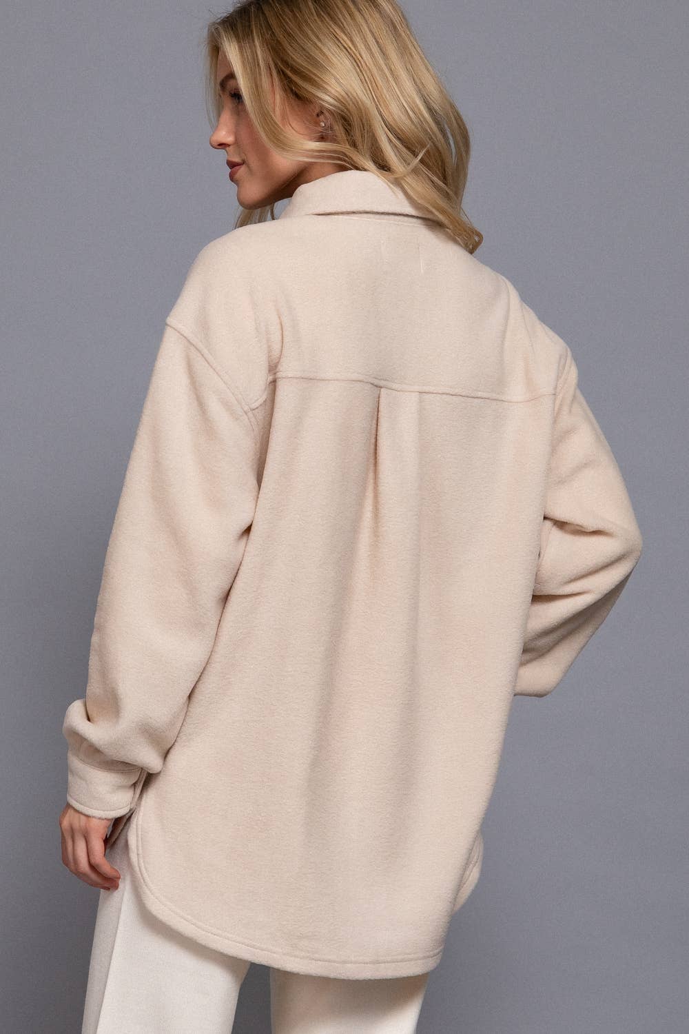 Nina Notched Collar Front Pocket Fleece Jacket