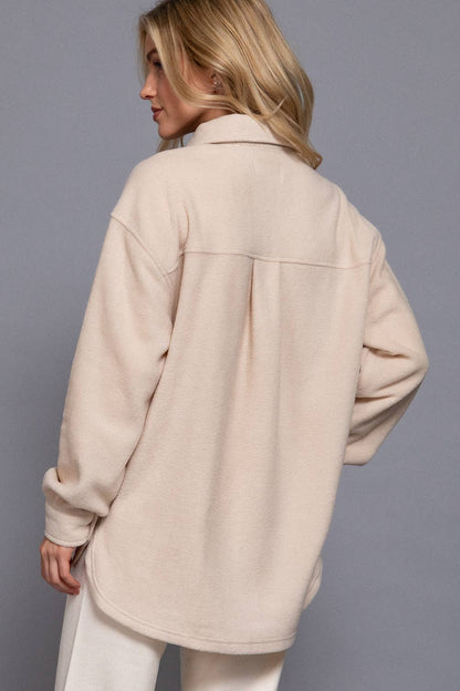 Nina Notched Collar Front Pocket Fleece Jacket