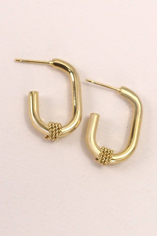 18K STAINLESS STEEL WATERPROOF TARNISHFREE U HOOPS | 40E317: Gold
