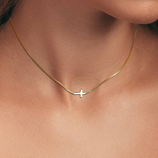 18K STAINLESS STEEL TARNISH FREE CROSS NECKLACE | 40NK9420: GOLD