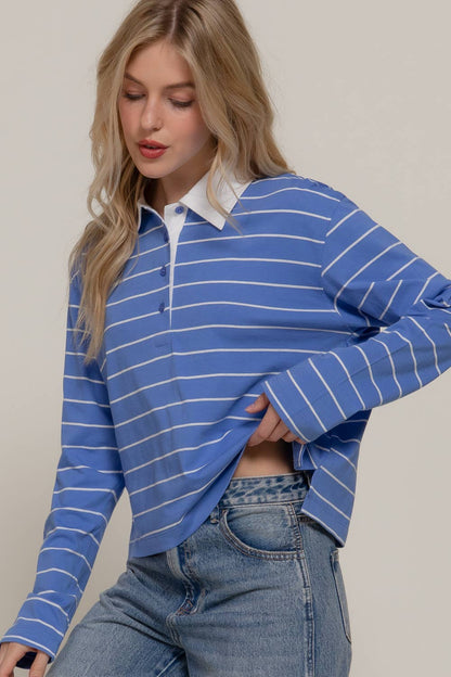 Sally Striped Cotton Polo Shirt