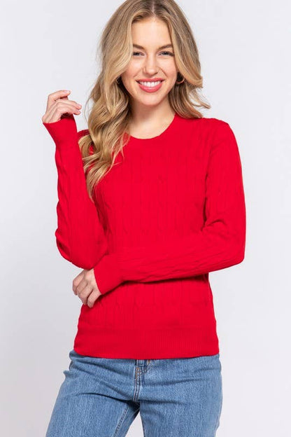 Renny Round Neck Cable Sweater