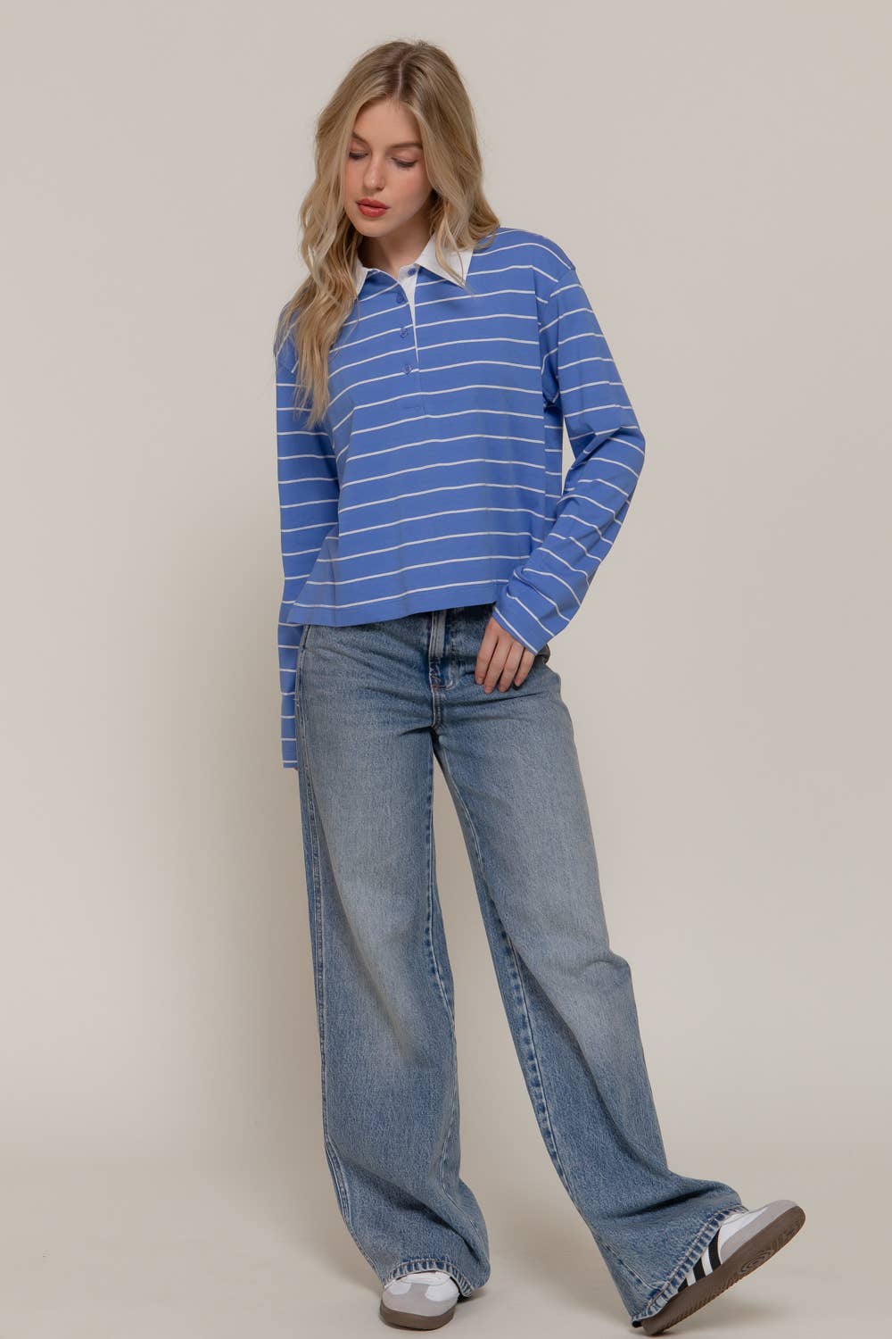 Sally Striped Cotton Polo Shirt