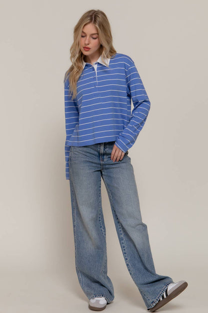 Sally Striped Cotton Polo Shirt