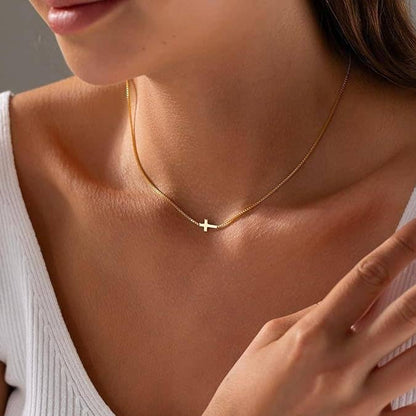 18K STAINLESS STEEL TARNISH FREE CROSS NECKLACE | 40NK9420: GOLD