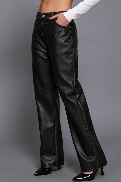 Whitney Washed Faux Leather Pants