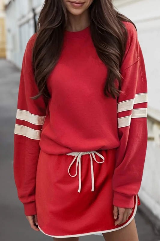 Vicky Varsity Long Sleeve Top & Skort Set