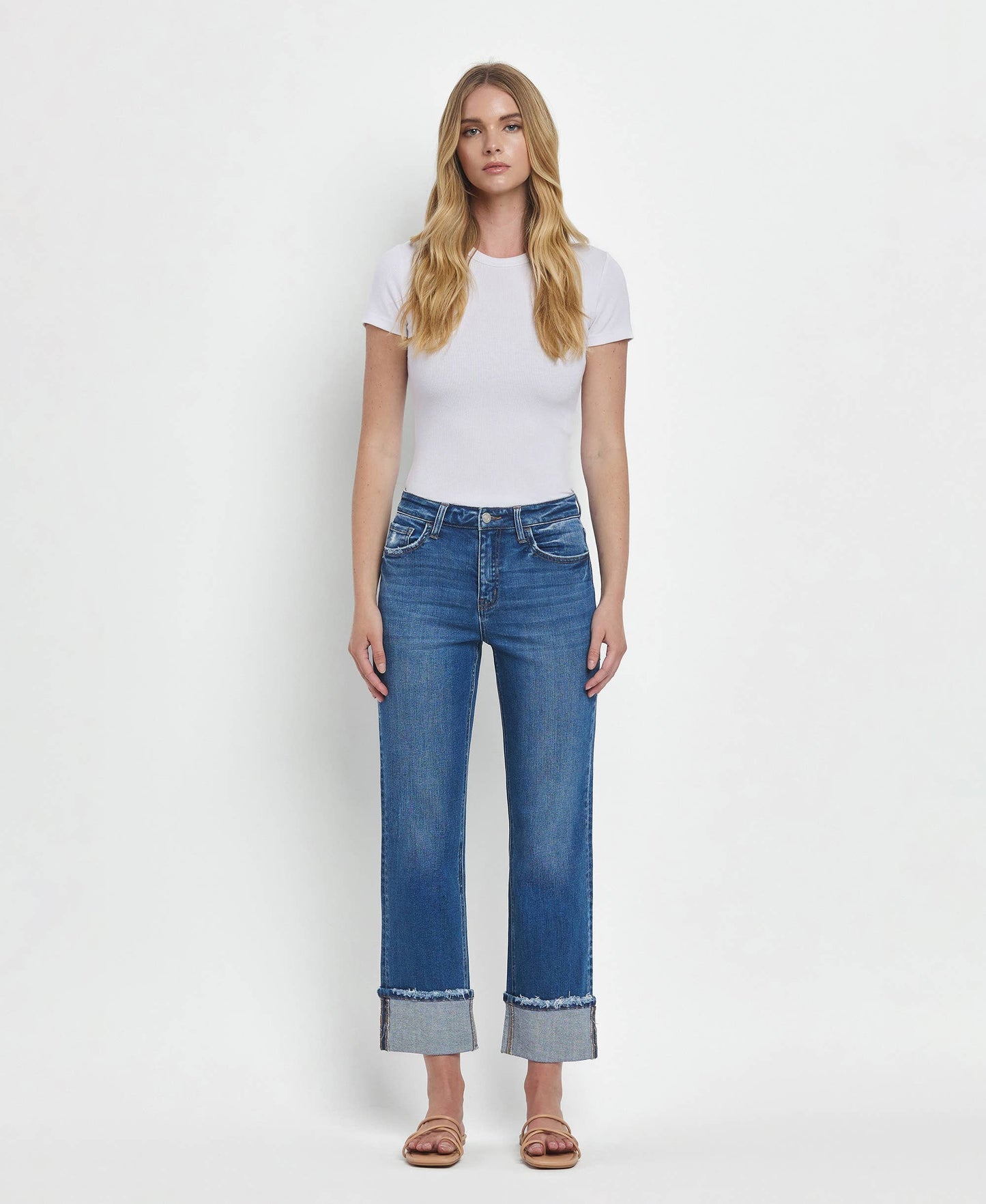 Clara Cuffed Straight Jeans