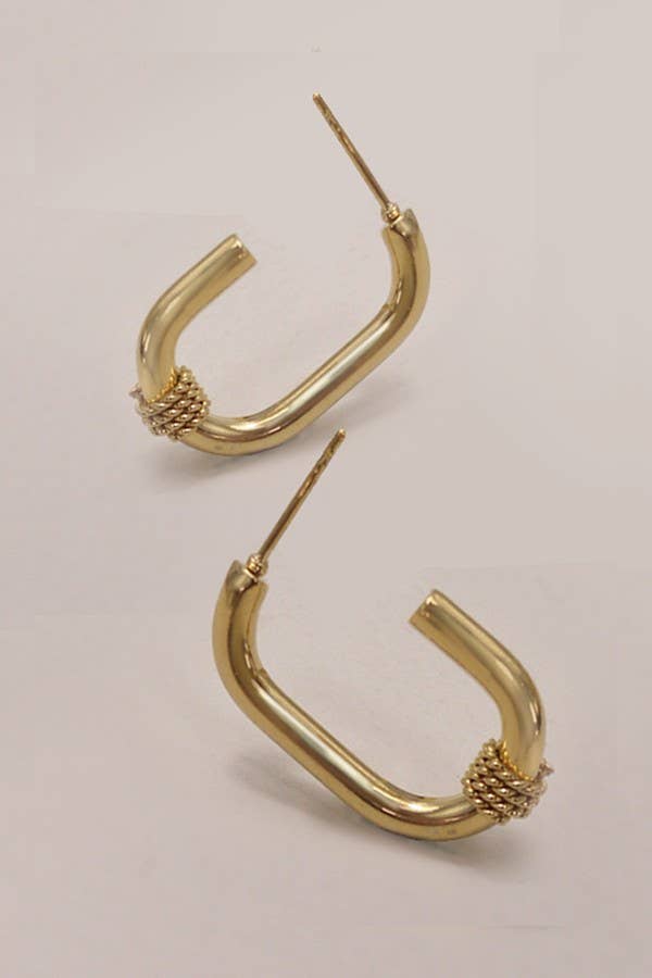 18K STAINLESS STEEL WATERPROOF TARNISHFREE U HOOPS | 40E317: Gold