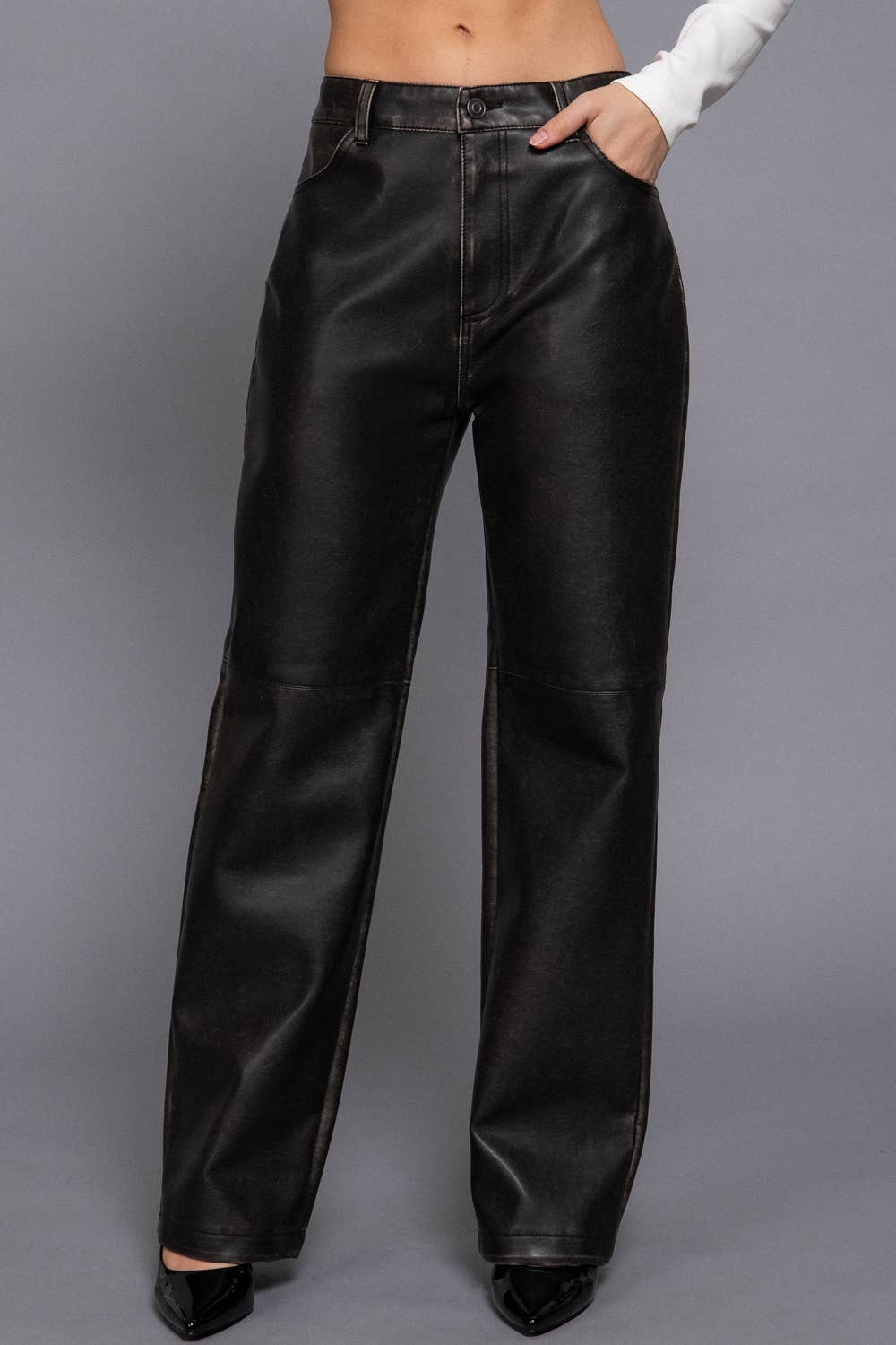 Whitney Washed Faux Leather Pants