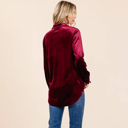 Christy Collared Velvet Blouse