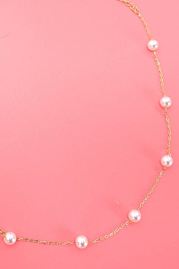 Gold Titanium Non-Tarnish Pearl Necklace