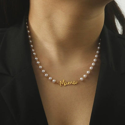 Gold Tarnish Free Pearl Mama Necklace
