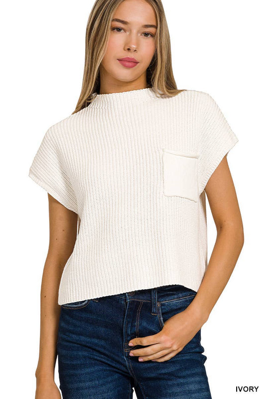 Maisy Mock Neck Short Sleeve Sweater