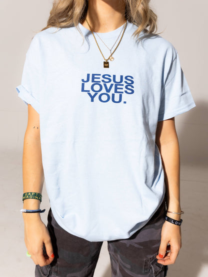 Jesus Loves You T Shirt - Light Blue