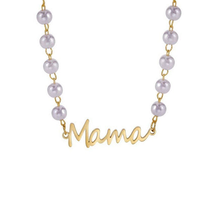 Gold Tarnish Free Pearl Mama Necklace