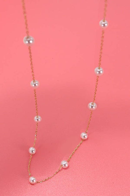 Gold Titanium Non-Tarnish Pearl Necklace