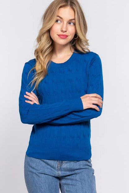 Renny Round Neck Cable Sweater