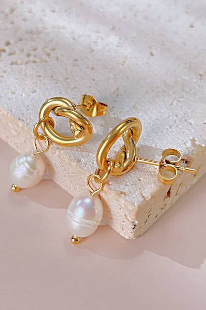 Gold Tarnish Free Pearl Drop Ear