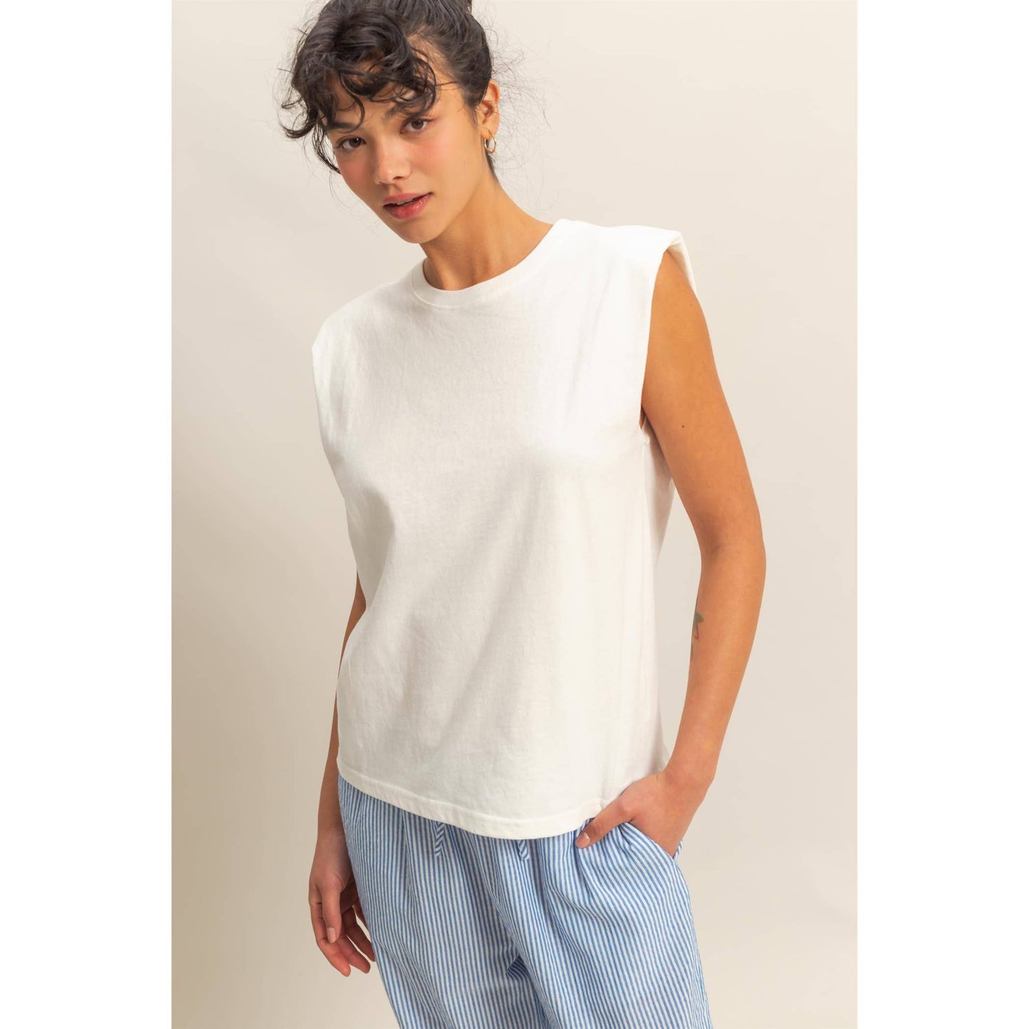 Sidney Shoulder Pad Sleeveless Top