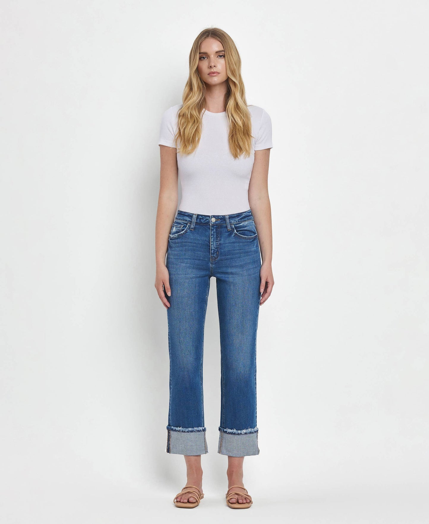 Clara Cuffed Straight Jeans