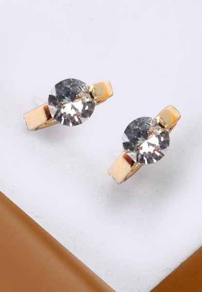 Gold Mini Huggie Rhinestone Hoop Earrings