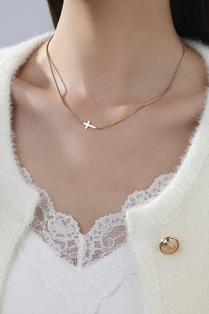 18K STAINLESS STEEL TARNISH FREE CROSS NECKLACE | 40NK9420: GOLD
