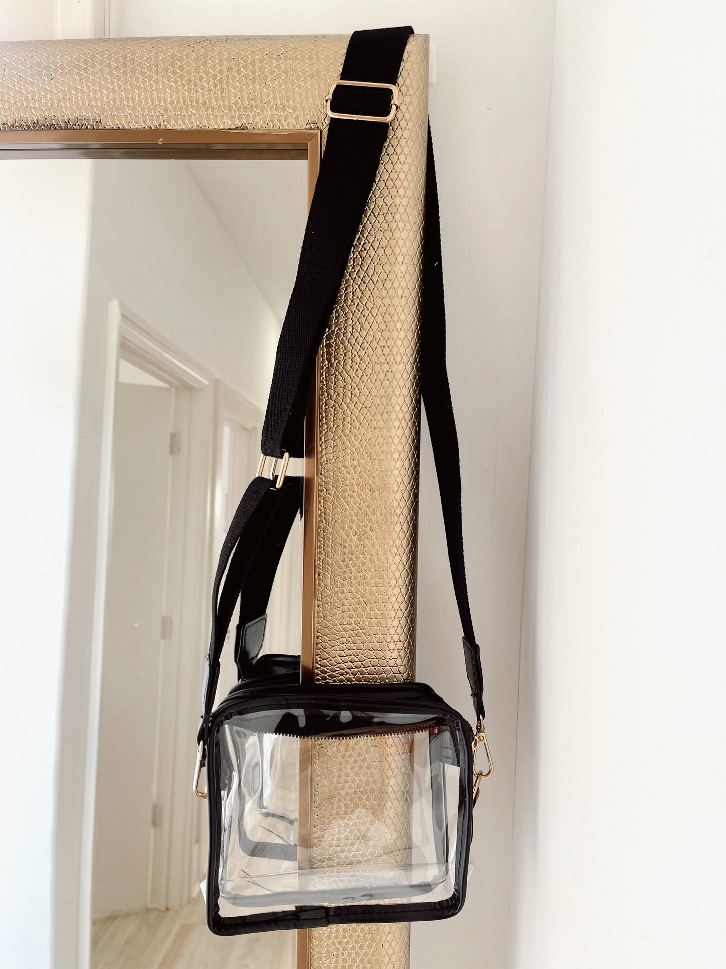 Clear PVC Leather Strap Crossbody Bag