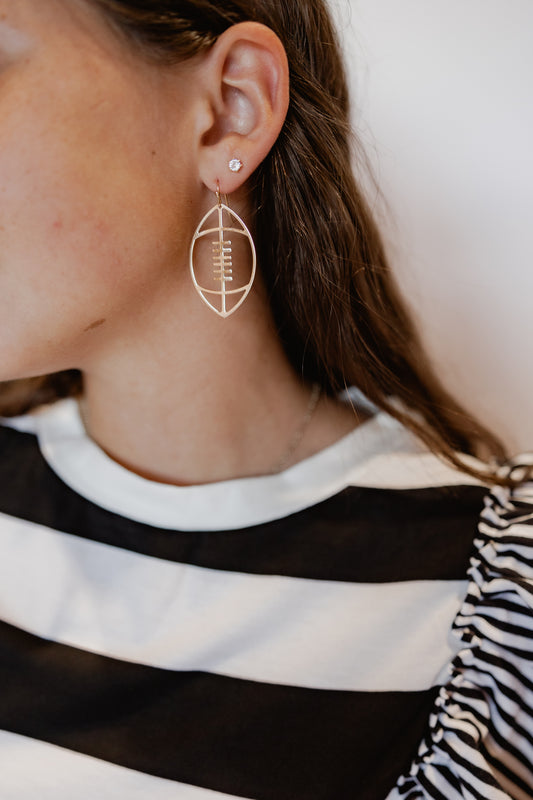 Gold Metal Football Earring