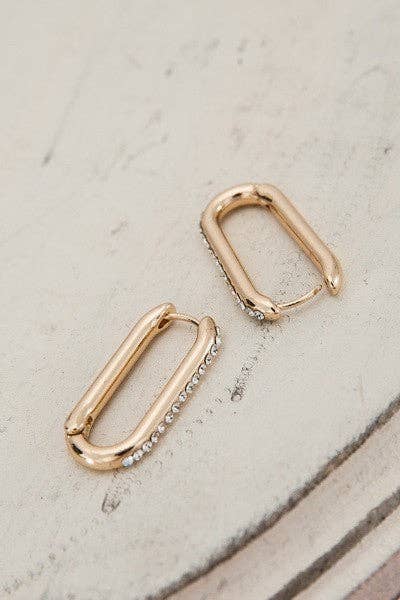 RHINESTONE HUGGIE HOOP EARRINGS