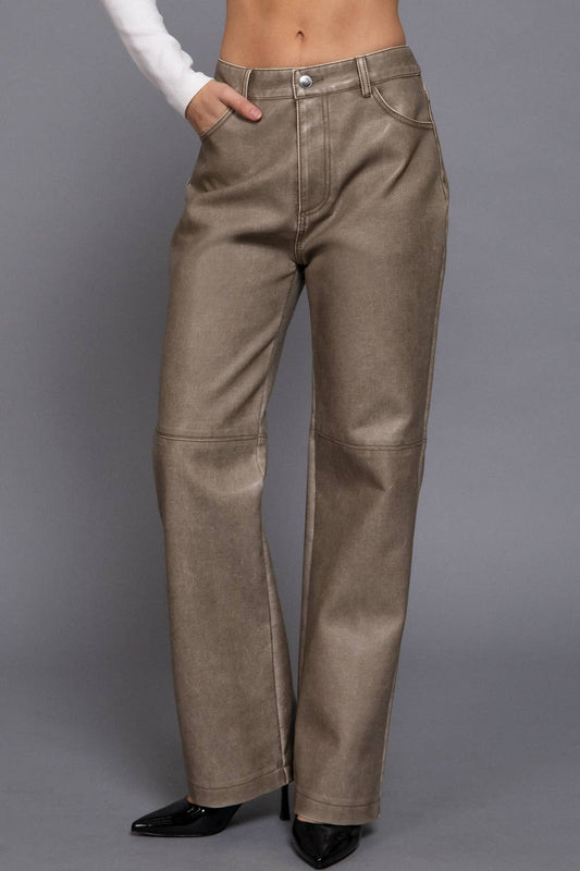 Whitney Washed Faux Leather Pants