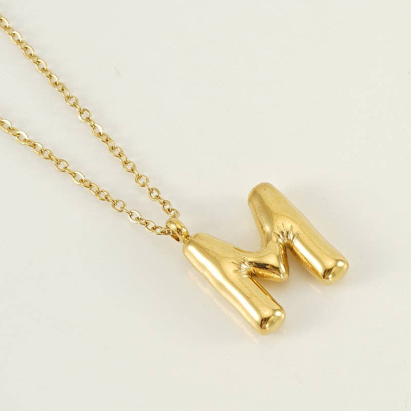 Bubble Initial Gold Necklace