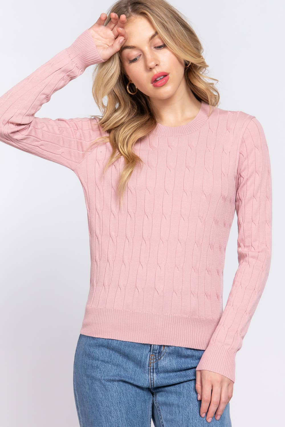 Renny Round Neck Cable Sweater