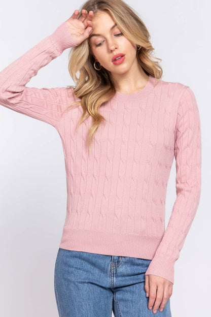 Renny Round Neck Cable Sweater