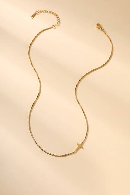 18K STAINLESS STEEL TARNISH FREE CROSS NECKLACE | 40NK9420: GOLD