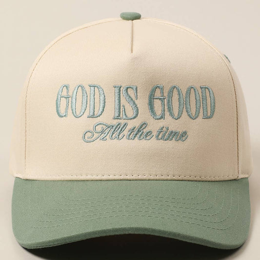 God Is Good All The Time Embroidery Trucker Hat: