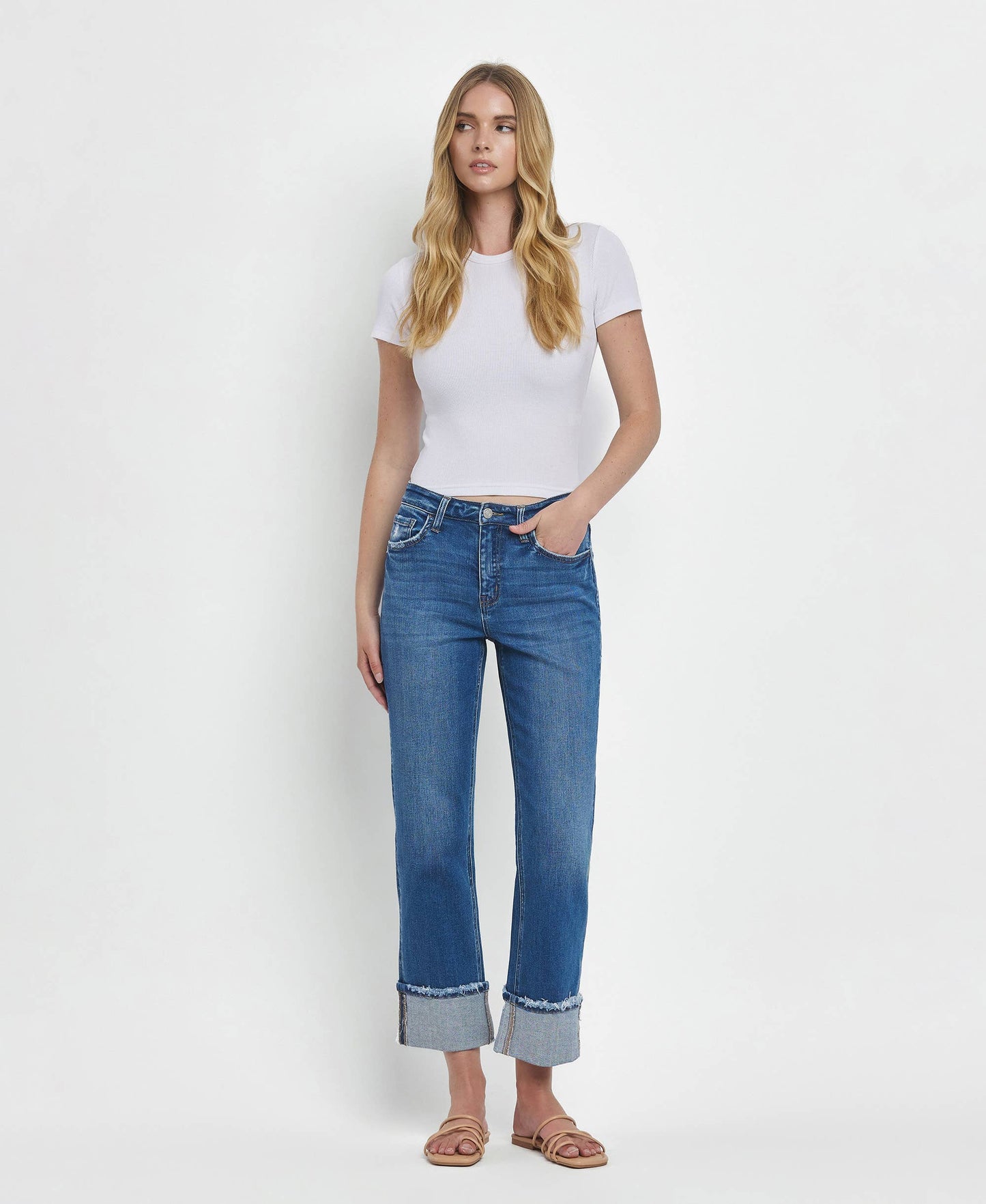 Clara Cuffed Straight Jeans