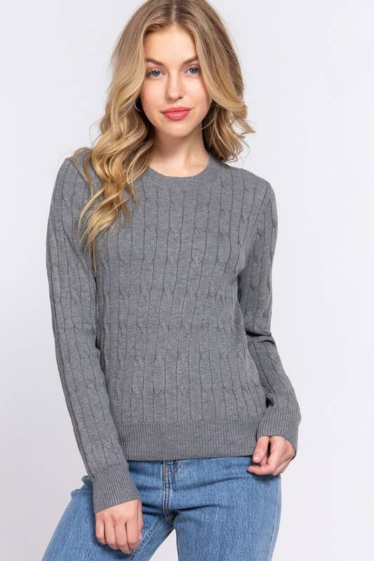 Renny Round Neck Cable Sweater