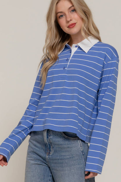 Sally Striped Cotton Polo Shirt